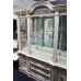 Large Painted Craquelure Decapé Mirrored Display Cabinet