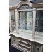 Large Painted Craquelure Decapé Mirrored Display Cabinet