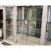 Large Painted Craquelure Decapé Mirrored Display Cabinet