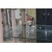Large Painted Craquelure Decapé Mirrored Display Cabinet