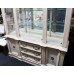 Large Painted Craquelure Decapé Mirrored Display Cabinet