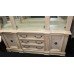 Large Painted Craquelure Decapé Mirrored Display Cabinet