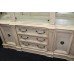 Large Painted Craquelure Decapé Mirrored Display Cabinet