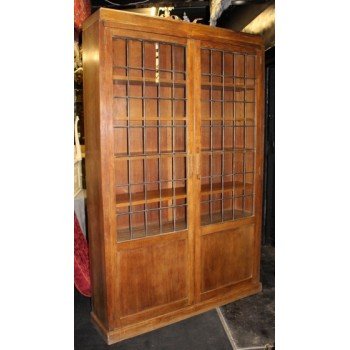 Large Early 20th c. Crusader Oak Lead Lined Glazed Bookcase 