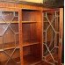 Large Flame Mahogany Inlaid Glazed Breakfront Bookcase