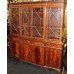 Large Flame Mahogany Inlaid Glazed Breakfront Bookcase