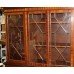 Large Flame Mahogany Inlaid Glazed Breakfront Bookcase