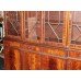 Large Flame Mahogany Inlaid Glazed Breakfront Bookcase