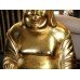 Large Hand Carved Giltwood Seated Laughing Buddha