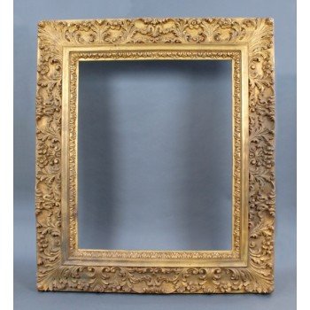 Large Vintage Hand Carved Wood Gilt Picture Frame