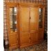 Large Heavy Cherry Wood Finish Television Cabinet Surmounted by Display Cabinets