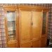 Large Heavy Cherry Wood Finish Television Cabinet Surmounted by Display Cabinets