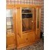 Large Heavy Cherry Wood Finish Television Cabinet Surmounted by Display Cabinets