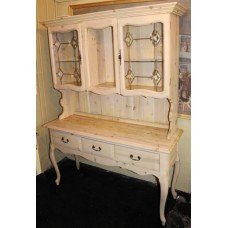 Large Limed Oak Pine Dresser Glazed Cabinet on Stand