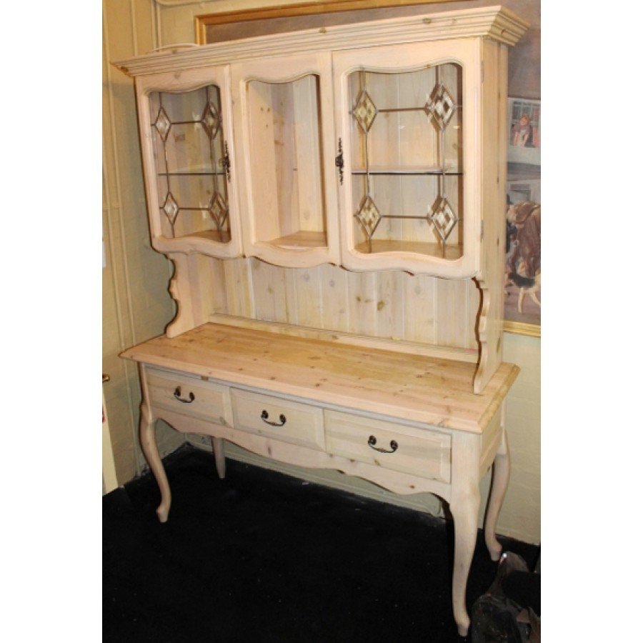 Large Limed Oak Pine Dresser Glazed Cabinet On Stand