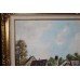 Large Oil Painting Landscape Signed Set in Gilt Frame