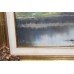 Large Oil Painting Landscape Signed Set in Gilt Frame