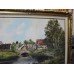 Large Oil Painting Landscape Signed Set in Gilt Frame
