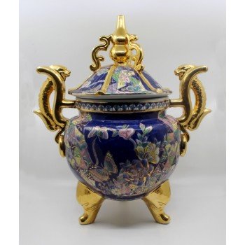 Large Oriental Decorative Two Handled Lidded Urn