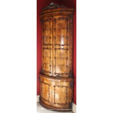 Fine Large Victorian Burr Walnut Victorian Corner Cabinet