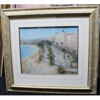 Fine Painting Cannes Riviera Landscape by Laszlo Ritter (Hungarian, 1937 - 2003)