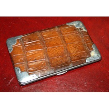 Late Victorian Crocodile Skin Wallet with Silver Mounts
