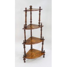 Late Victorian Inlaid Walnut Whatnot Shelves