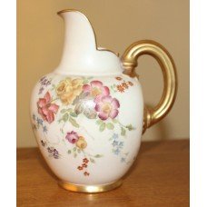 Late Victorian Small Royal Worcester Painted & Gilded Blush Jug