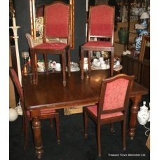 Late Victorian Oak Winder Dining Table & Chairs