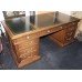 Quality Large Leather Topped Antique Style Pedestal Desk & Leather Chair