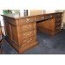 Quality Large Leather Topped Antique Style Pedestal Desk & Leather Chair