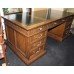 Quality Large Leather Topped Antique Style Pedestal Desk & Leather Chair