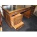 Quality Large Leather Topped Antique Style Pedestal Desk & Leather Chair