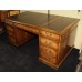 Leather Topped Antique Style Pedestal Desk & Buttoned Leather Swivel Chair
