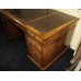 Leather Topped Antique Style Pedestal Desk & Buttoned Leather Swivel Chair