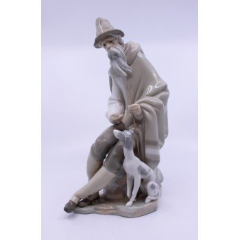 Lladro Old Man & Dog Figurine