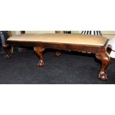 Long Carved Mahogany Six Footed Ball & Claw Stool