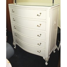 Bow Fronted Olympus Cream Louis Style 5 Drawer Chest of Drawers