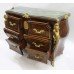 Louis XV Style Inlaid Marble Topped Bombe Commode