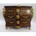 Louis XV Style Inlaid Marble Topped Bombe Commode