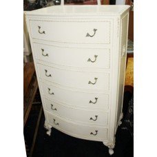 Olympus Louis Style Bow Fronted Painted Cream 6 Drawer Chest of Drawers