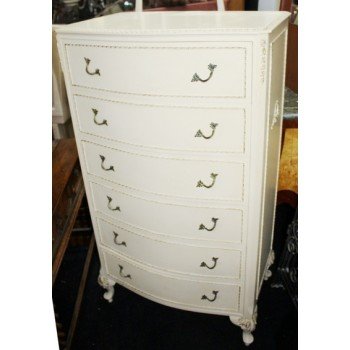 Olympus Louis Style Bow Fronted Painted Cream 6 Drawer Chest of Drawers