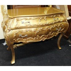 Louis XV Style Lacquered Gilt Bombé Commode Chest of Drawers