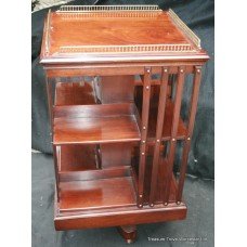 Mahogany Brass Galleried Revolving Bookcase