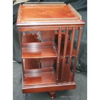 Mahogany Brass Galleried Revolving Bookcase