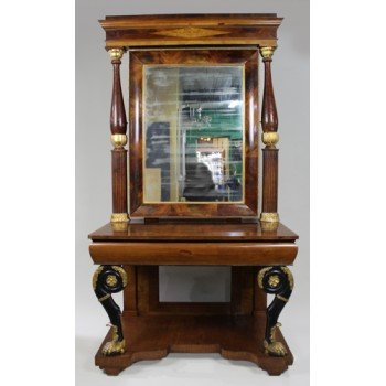 Antique Mahogany and Parcel Gilt Console Table & Pier Mirror