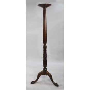 19th c. 6ft Tall Carved Mahogany Torchere