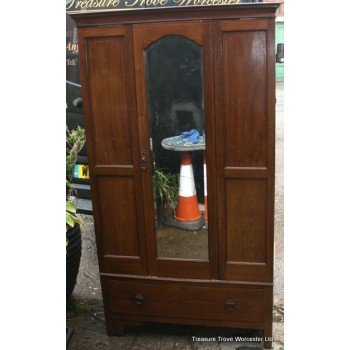Late Victorian Mahogany Inlaid Double Wardrobe