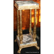 Ornate Empire Style Gilt & Marble Pedestal Stand