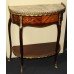 Marble Topped Brass Galleried Inlaid Mahogany Side Table by Epstein of London